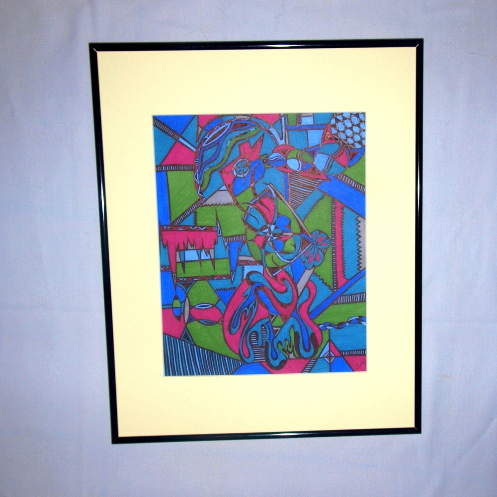 Original Fine Art "Fireworks" by Cathy Framed
